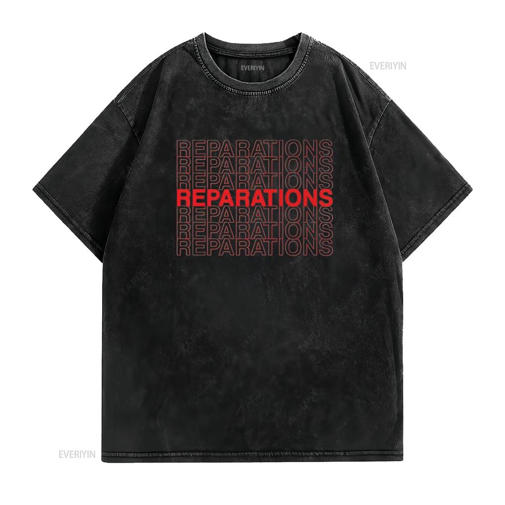 Reparations Pro Black Political Statement Plastic Bag Design Womens T Shirt vintage Washed designer clothes Soft