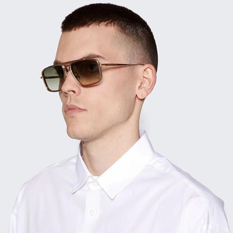 Men's Fashionable High Street Gold Pilot Sunglasses EARL Classical Top Quality Double Bridge Alloy Solar Glasses Male