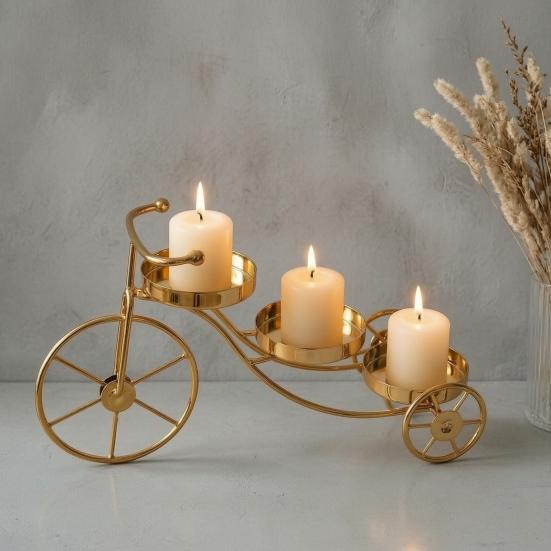Yangyizhi Bicycle Shape Candle Holder, Nordic Style Candlestick, Metal Holder for Scented Candles Tealights, Romantic Home Decor Wedding Gift