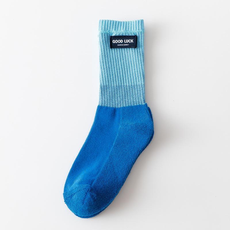 Women's Spring and Autumn Wool Ring Bottom Color Splicing Creative Sports Tube Cotton Socks