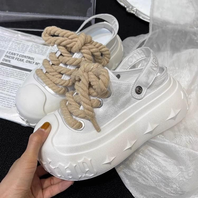 Super fire thick-soled muffin increases the height of ugly cute big head little white shoes children 2025 spring and autumn new popular casual board