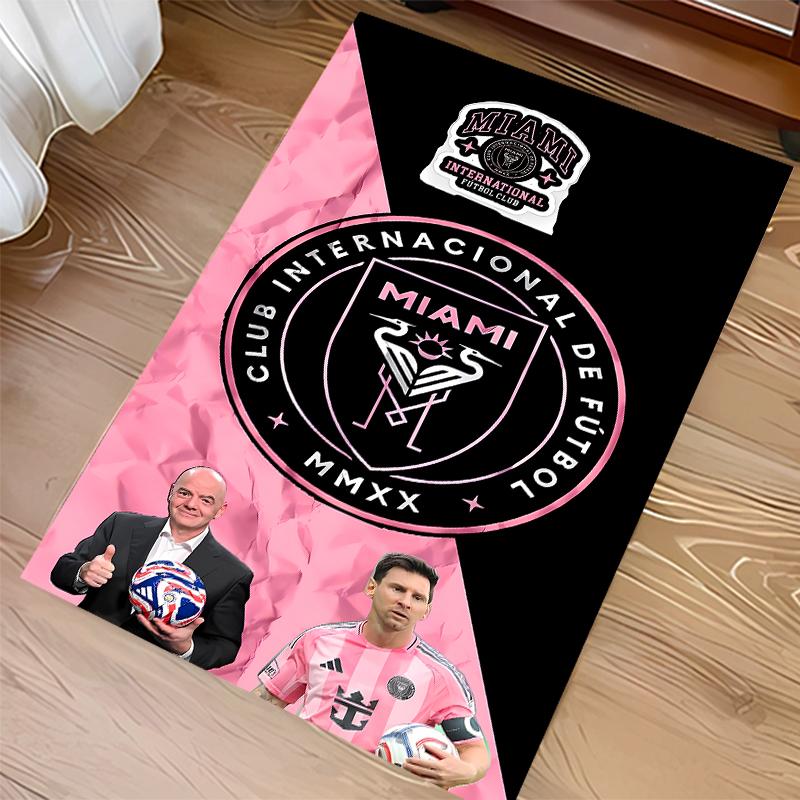 1pc Inter Miami CF Print Area Rug - Soft,Washable Non-Slip Indoor Mat for Office Chairs,Living Room,Home Office Decorative Rug