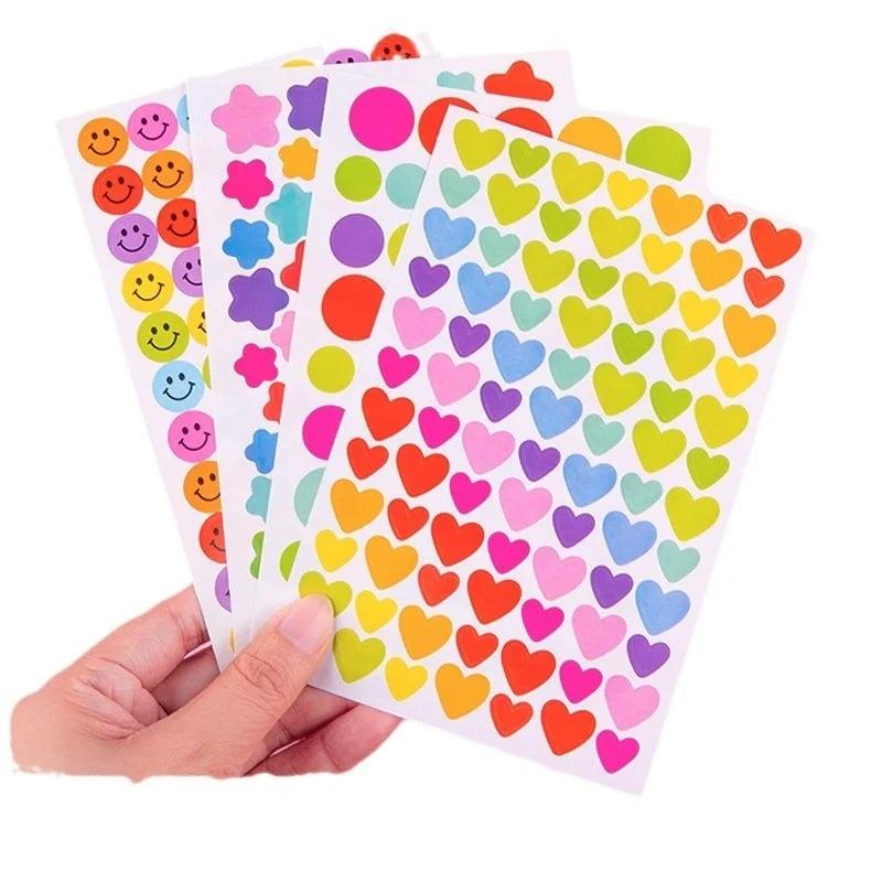 6 Sheet Small Fresh FUNNY Color Love Five Pointed Star Paper Decorative Sticker Thank You Stickers Kawaii Art Supplies