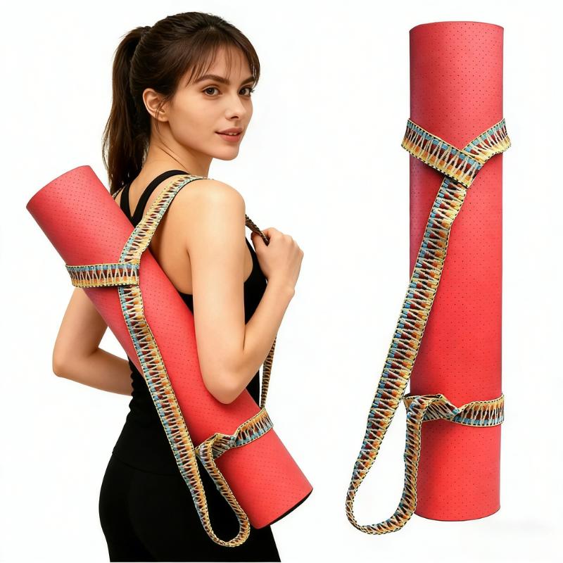 Polyester Unisex Yoga Mat Strap (Yoga Ropes) Flexible Design High Elasticity Universal Fit 3.8x162cm Gym Fitness Strength чёрный