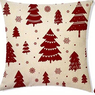 Home Decor Merry Christmas Snowflake & Tree Pillows Pattern Cushion Cover Suitable For Sofa Bedroom Car Pillow Cover