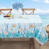 Ocean Nautical Coral Starfish Seashell Tablecloth Table Decor Waterproof Farmhouse Kitchen Dining Table Cloth Party Decoraitons