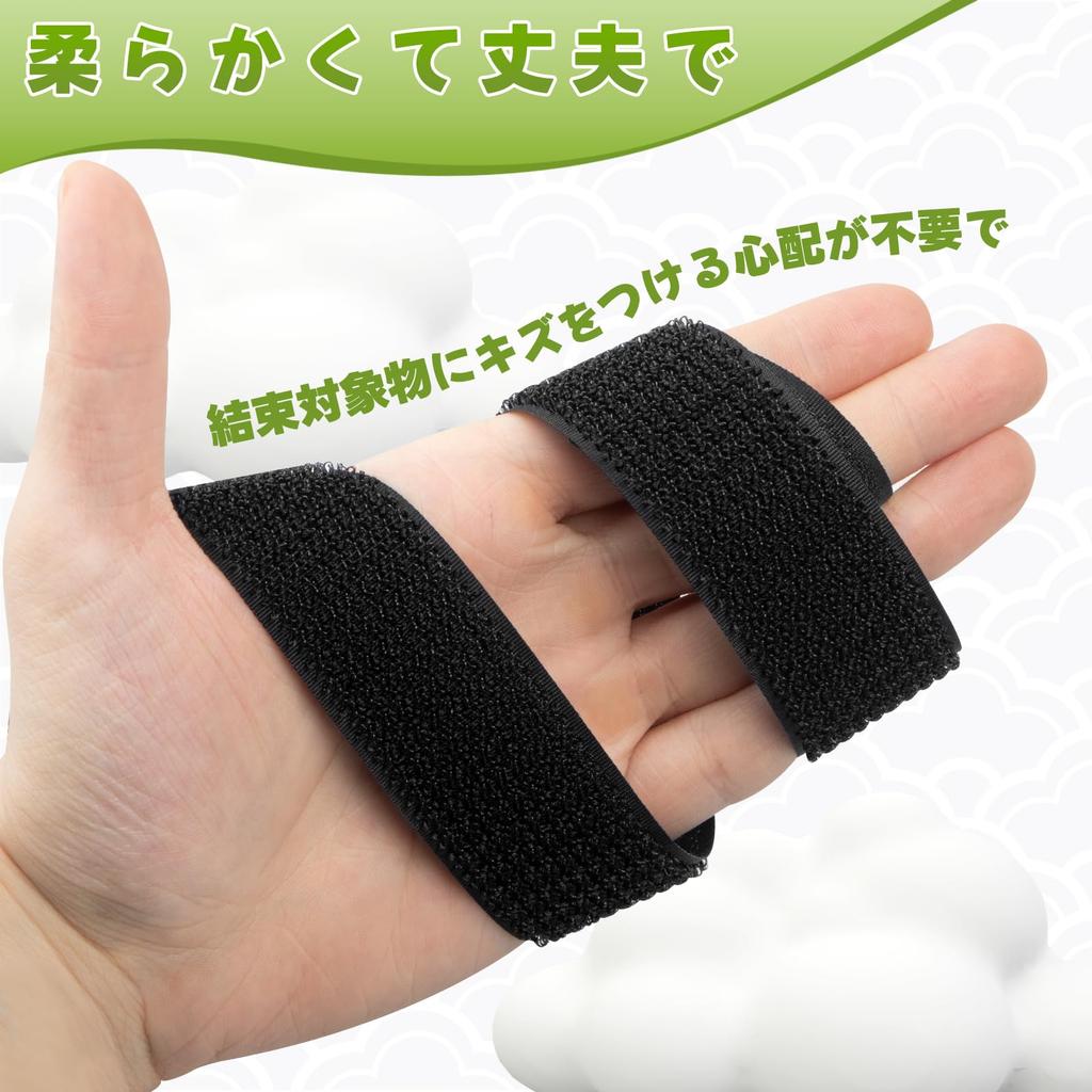 YOKELLMUX Cable Ties, Hook-and-Loop Fasteners, 10m Long x 3cm Wide, 25 Buckles Included, Cut-to-Size, Strong, Heat-Resistant, Reusable, for DIY, Wire