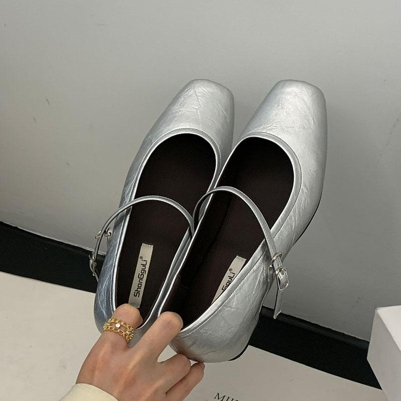 Fashion Fashion Buckle Strap Women Flats Mary Janes Shoes With Height Increasing Footwear Female Shallow Ladies Ballet Flats Shoes