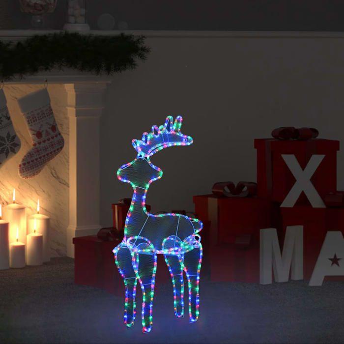 VidaXL Décoration de Noël de Renne avec Maille 306 LED Renne Illuminé Décoration de Vacances Jardin Arrière-cour Extérieur 329825