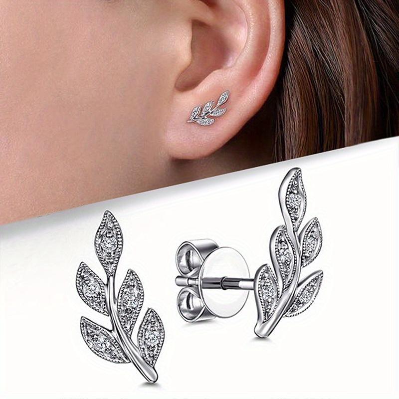 1Pc Synthetic Zircon Earrings, Olive Branch Small Fresh Earrings, Forest Series Super Fairy Earrings