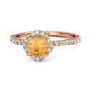 Citrine Halo White Topaz Accents Ring - 925 Sterling Silver Rose Gold Vermeil
