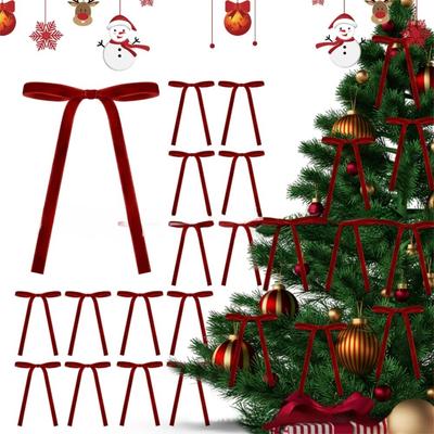 24Pcs Velvet Material Christmas Tree Bows Cable Tie Slender Design DIY Handmade Bows Multi-functional Easy To Use