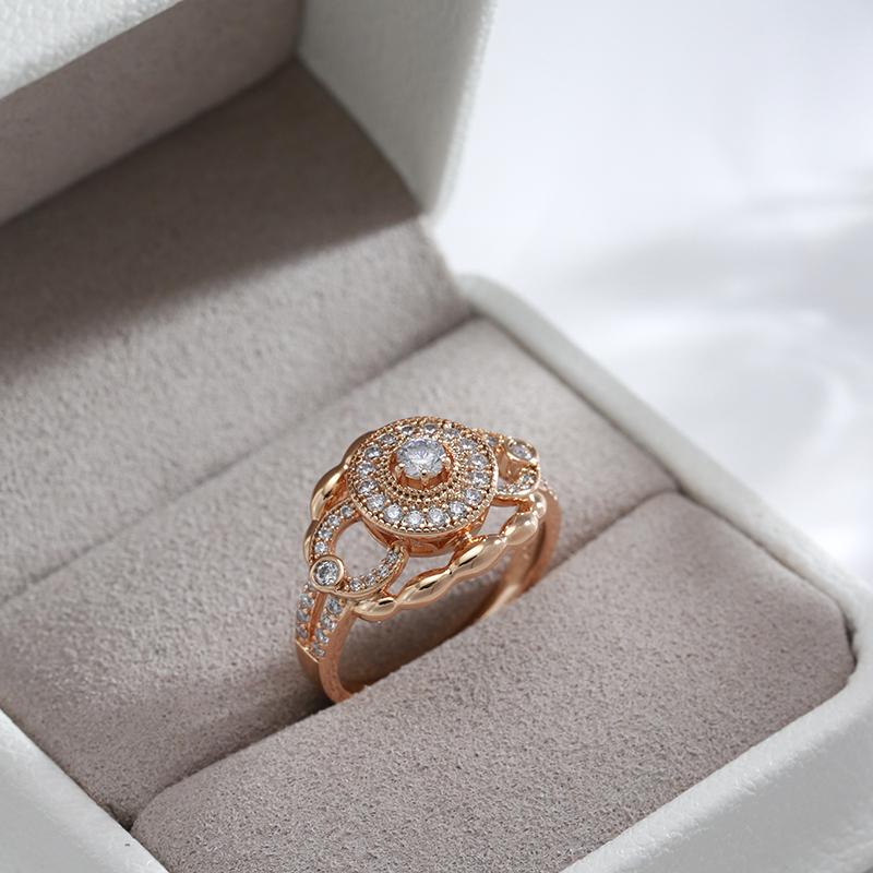 Unique Creative Women Rings  Rose Gold Color Natural Zircon Geometry Rings Modern Fashion High Quality Daily Jewelry