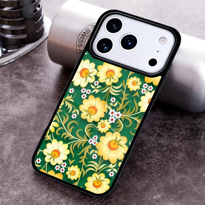 Khokhloma Russian Pattern Flower Phone Case for iPhone 17 16 15 Pro Max Air 14 13 12 11 Plus Shockproof Cover