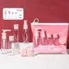 Haushaltsaufbewahrungsflasche unabhängiges separates Flaschenset Drucktyp Sprühflasche transparentes siebenteiliges Kosmetik-Reiseset