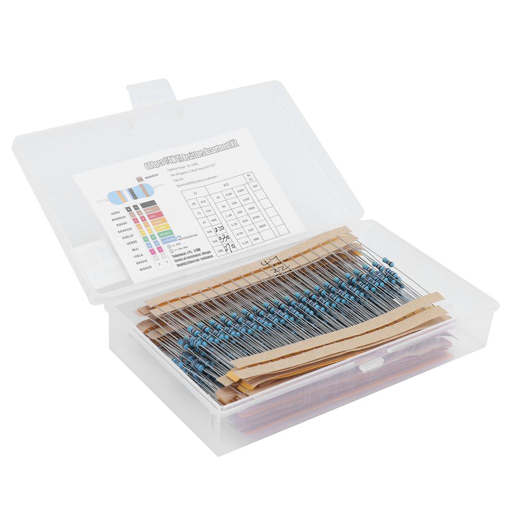 600Pcs Resistor Assortment Kit 30 Values 1percent Metal Film Resistance Components 1 4W 10 Ohm 1M Ohm