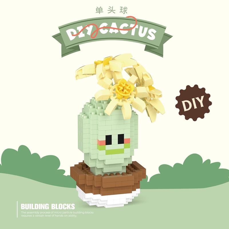 New Product Simulation Succulents, Cactus Building Blocks, Flowers, DIY Educational Assembling Toys, Potted Plant Decorations