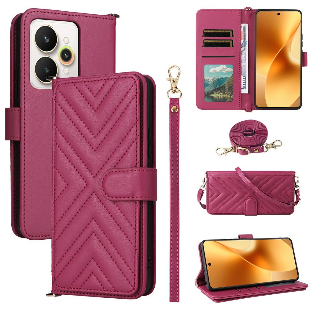 For Realme 15 Pro 5G/15 5G Case with Shoulder/Wrist Strap Leather Phone Cover Stand Wallet