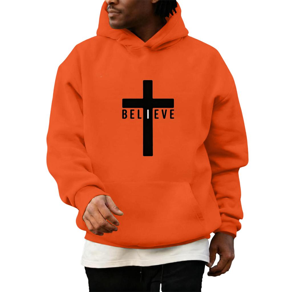 Sweatshirts For Men Christ Cross Pullover Hoodie Inspirational Graphic Long Sleeve Sweatshirt