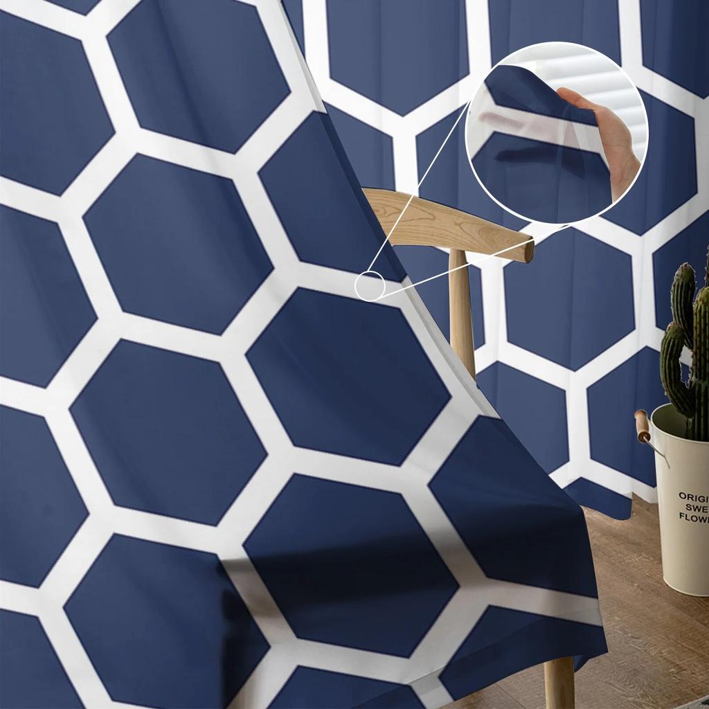 Geometriske Retro Marokko Tyllgardiner for Stue Soverom Skjær Gardin for Balkong Hall Mote Trykt Hjemmegardiner