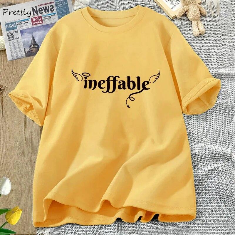 

Женская футболка с круглым вырезом «Благие предзнаменования» и коротким рукавом, винтажная футболка Harajuku, женская хлопковая футболка большого размера, женская одежда унисекс 4XL