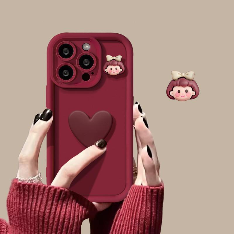 Japan and South Korea ins princess style applicable Apple 17PM mobile phone case iPhone16 love bow 15 new 14PRO