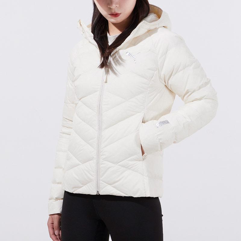 Puma Logo Print Warm Comfortable Breathable Down Jacket Women outerwear Ivory 846298-73