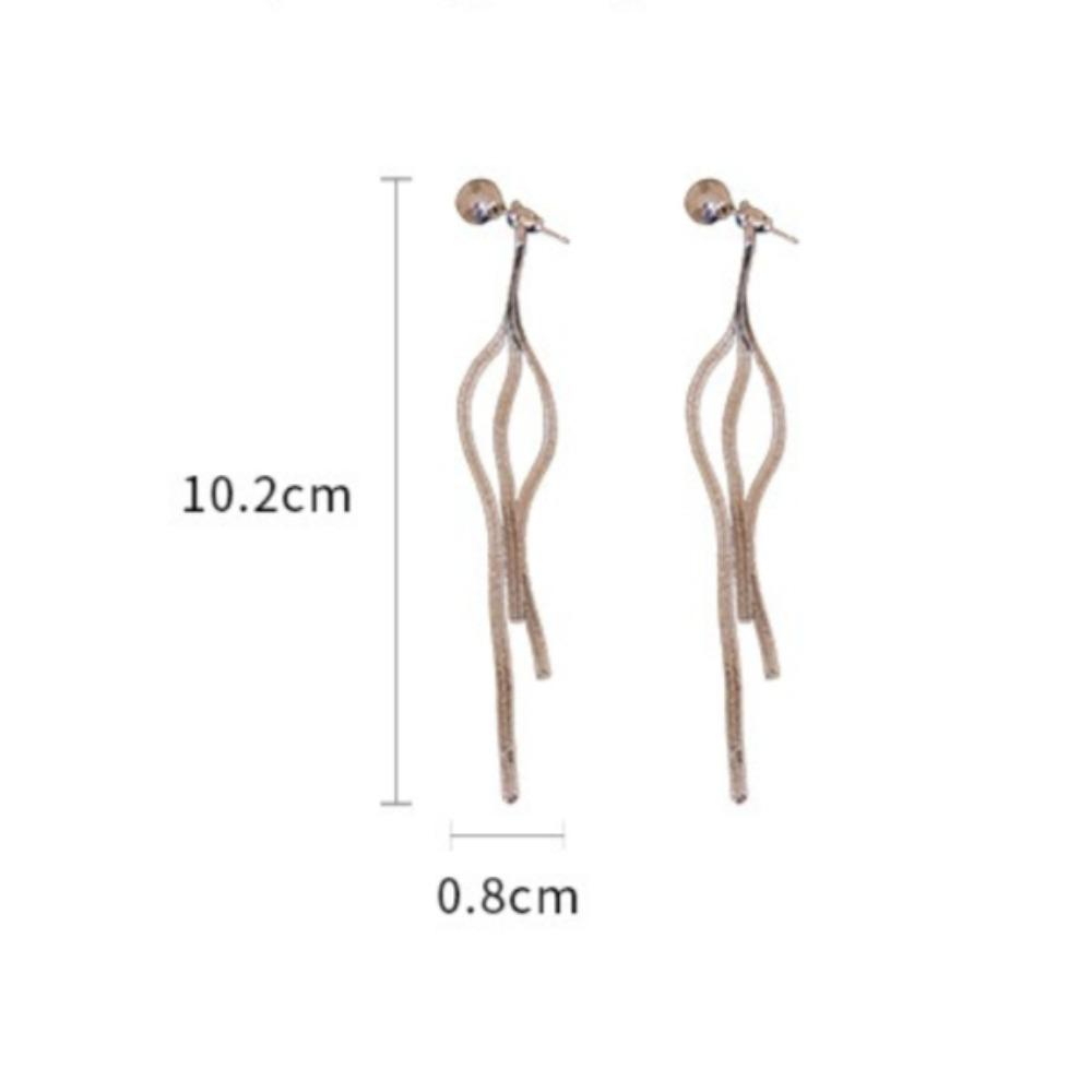 Minimalist Gold Color Snake Bone Chain Long Tassel Dangle Earrings for Women Daily Party Wear Face-slimming Statement Jewelry