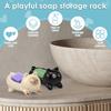 2Pcs Ceramic Cat Shape Soap Dish Self Draining Countertop Soap Tray for Bathroom Shower Kitchen Sink Storage