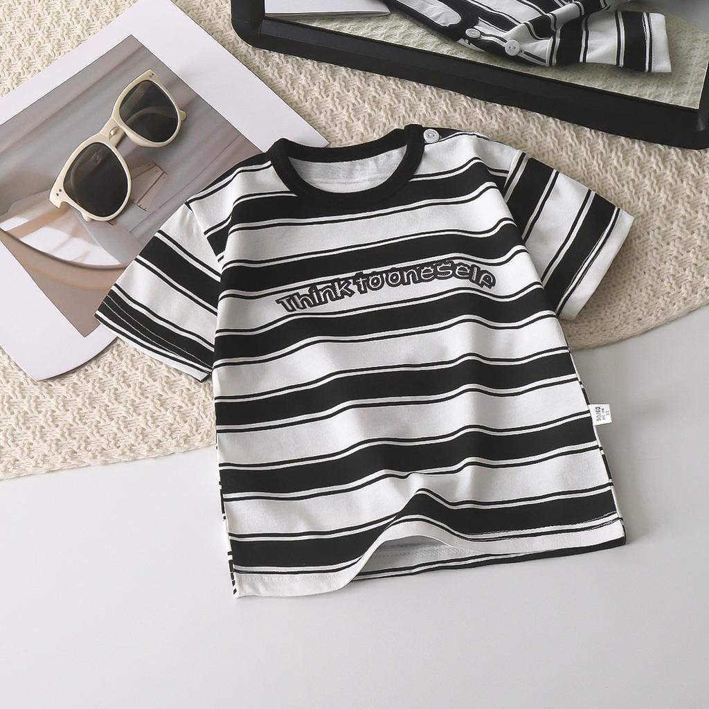 Kortärmad T-shirt för barn Bomull Sommar Babykläder Pojkars Tunn Stil Flickors Topp
