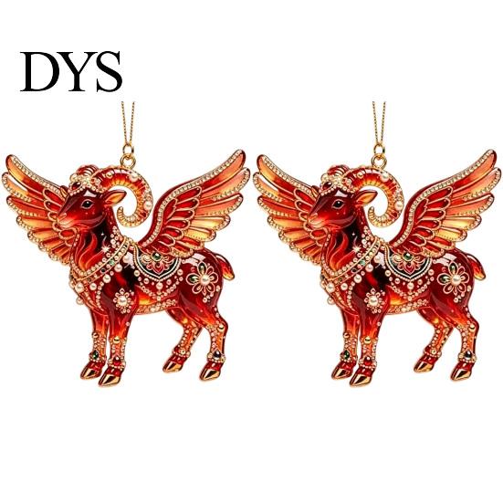 Holiday Gift for Friends 2Pcs 2D Goat Hanging Ornaments, Acrylic Winged Pendants, Year of Birthday Party Favors The Auspicious Decorations Tree,