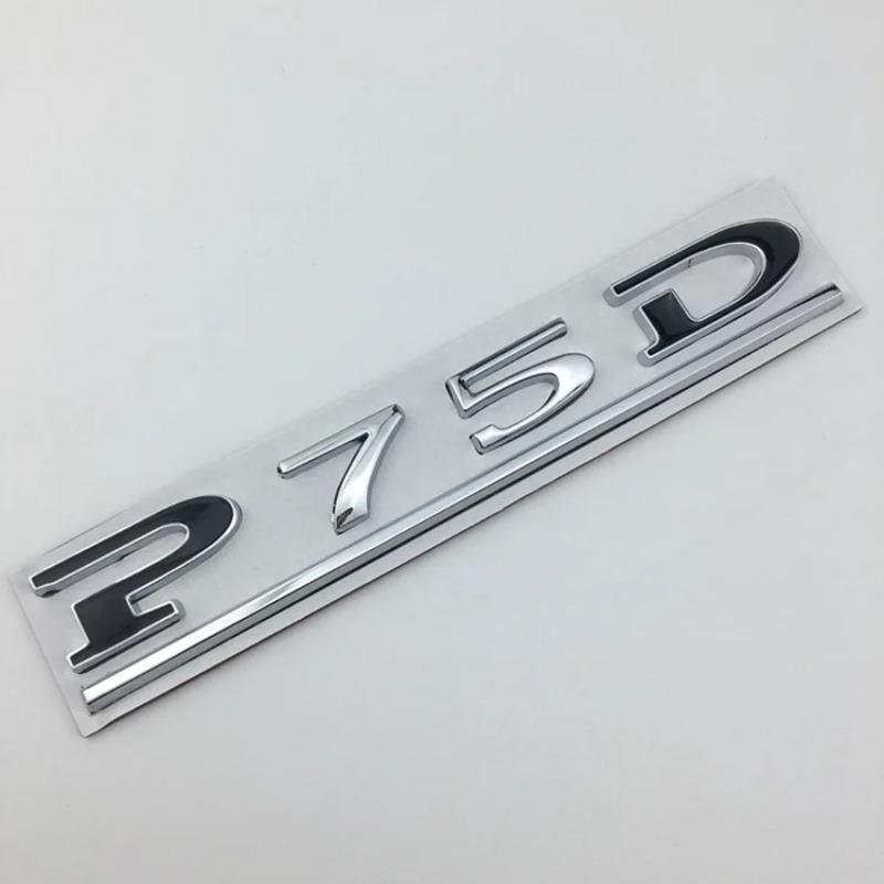 P75D P85D P90D Unterstrichene ABS-Buchstaben-Emblem für Model 3 Model X Model S Autostyling Kofferraumemblem Aufkleber Rot Schwarz