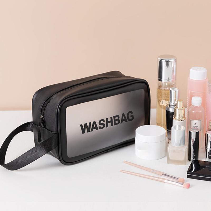 Dry-Wet Separation Double Transparent Pu Makeup Bag Portable Washing Bag Cosmetic Storage Bag Travel Fitness Swimming Essentials