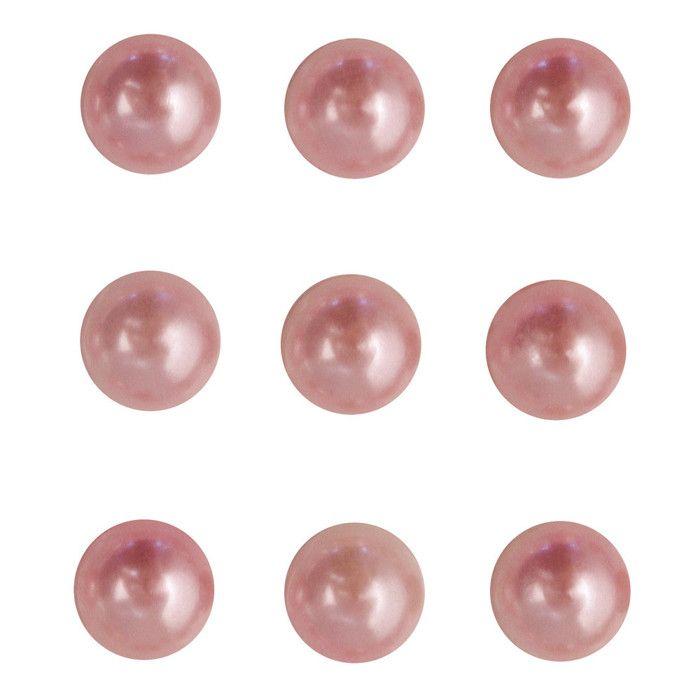 Demi-perles en plastique, autocollants, 5 mm, 80 pces, rose