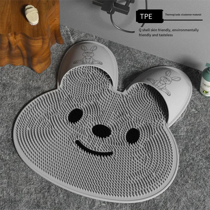 1pc Lazy Back Rub Rabbit Silicone Massage Foot Mat Bathroom Non-slip Mat Bath Rubbing Foot Washing Feet To Remove Dead Skin