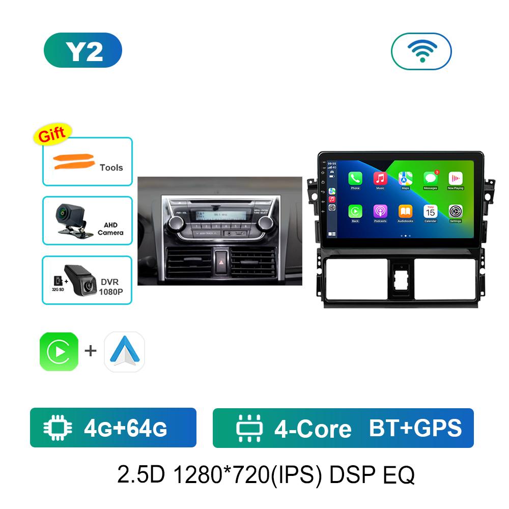 For TOYOTA VIOS YARIS 2013 - 2016 Android System Car Video Multimedia Player GPS 10 '' IPS Screen 4G Bluetooth WiFi Auto Tools