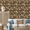 Flowers and Leaves Wallpaper Ochre, Gold and Brown for Living Room and Bedroom 50x1000