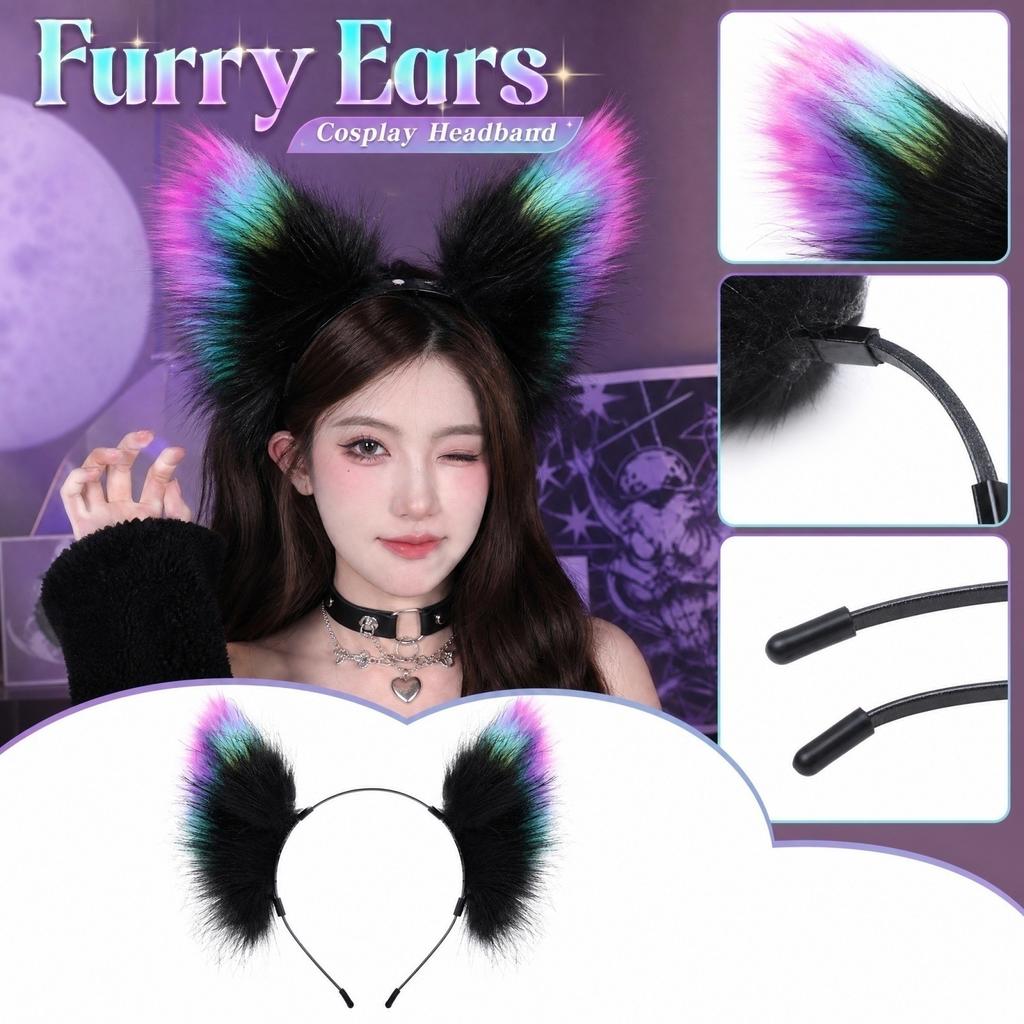 Plush Ear Headband with Ears for Women Girls Cosplay Accessory
