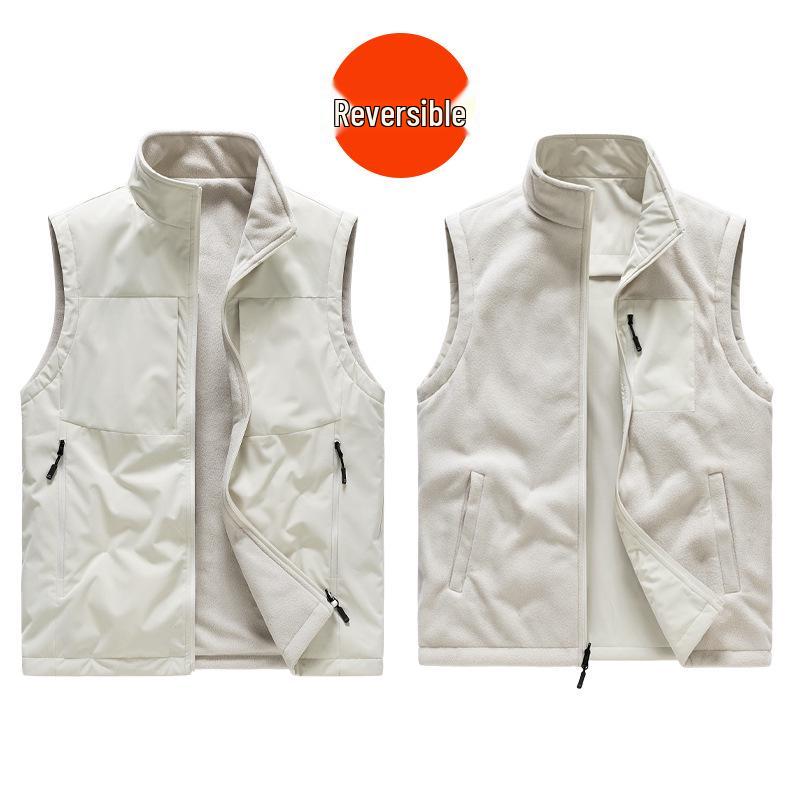 Wendbare Fleeceweste für Herren: Herbst-/Winterstil, Plus-Samt, vielseitige, lockere Passform, ärmellose Outdoor-Arbeitskleidung.