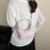 Pu Moon Shape Handbag For Women Summer Casual Fashion Purse With Zipper Closure