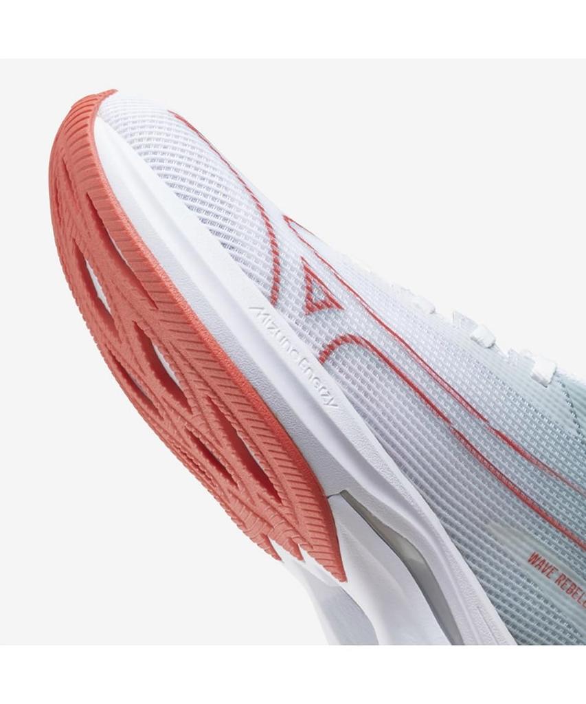 Mizuno Wave Rebellion Sonic 2 Running Size for and Thick Sole Shoes, Women's, White/Red/Gray, 24.5 cm, 2E, Jogging, Marathons, Training, Sports,