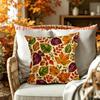 2D Flat - 1pc Autumn Leaves Pattern Decorative Throw Pillow Case Autumn Short Plush Pillow Cover, 45 X 45 Cm (17.7 X 17.7 Inches), Pillow Insert Not I
