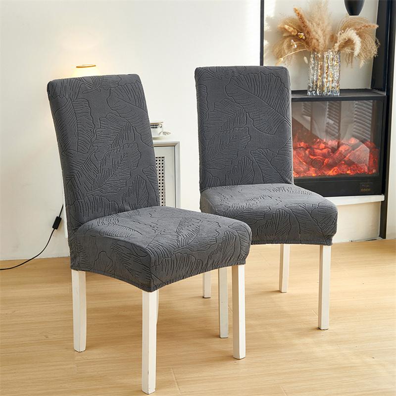 Solid Color Elastic Jacquard Dining Chair Cover Removable Chair Covers All-inclusive Anti-Dirty Seat Protector for Hotel Wedding