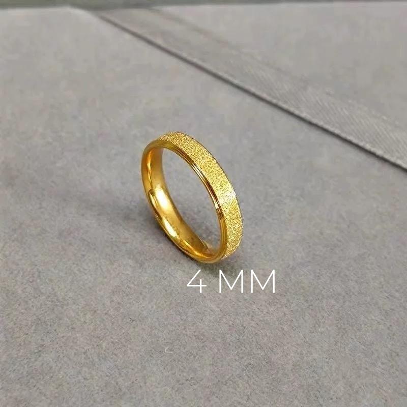 Stainless Steel Gold Color 4/6 mm Frosted Finger Rings for Men Women Size 6-11# Wedding Band High Quality Jewelry Accessories