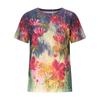Popular Watercolor Flower 3D Printed T-shirt Round Neck Loose Short Sleeve Top for Women Spring and Summer
