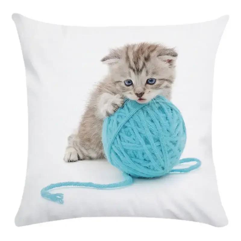 Animal Cute Cat Decorative Pillows Case Super Soft Print Cushion Cover  Living Room Decoration Accessories Home Decor for Chair
