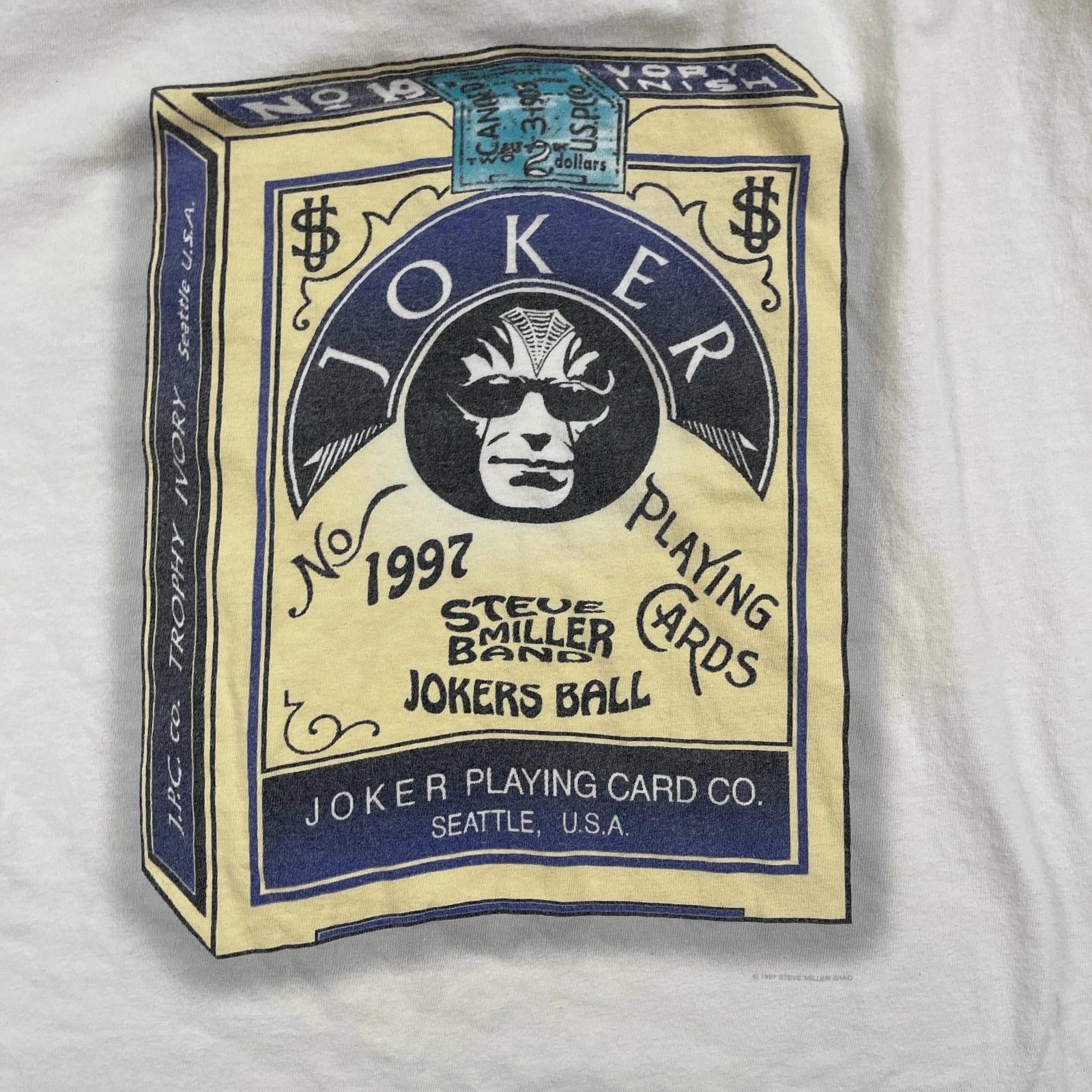 

Винтажная футболка Joker Steve-Miller Rock Band 1997 года XL 23x28 Белая 3XL