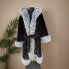 25 Year New European Fashion Long Coat with Fur Collar and Hooded Fur Grass Coat