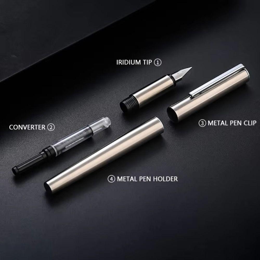 Black Silver Extra Fine Pen Smooth Writing Calligraphy Pens Fountain Pen  Business Office