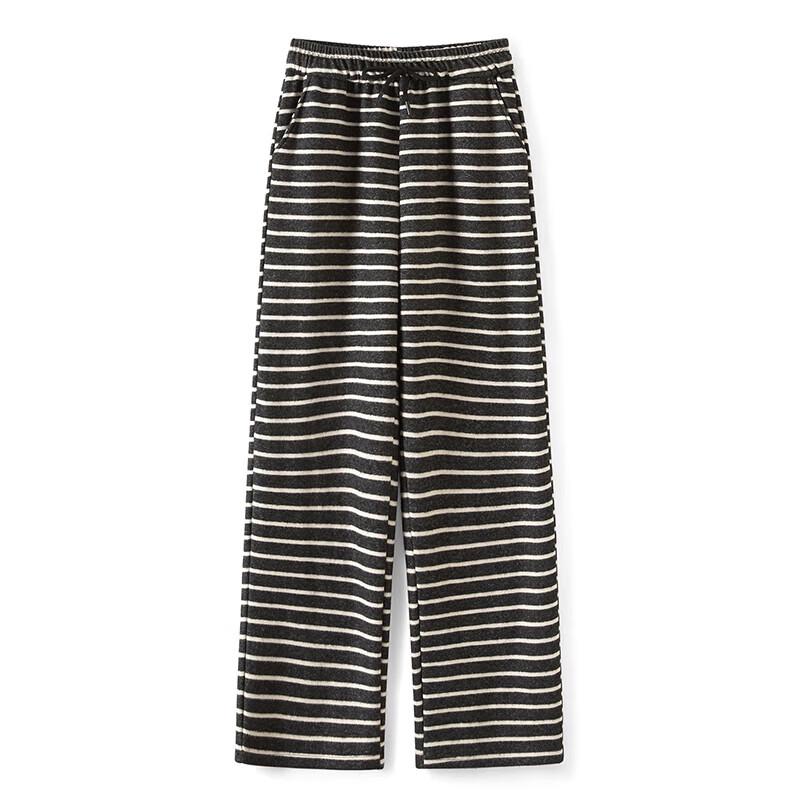 Women s Contrasting Stripe Fleece-lined Casual Pants M